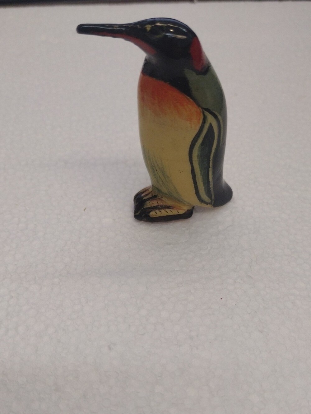 Hand-Painted Penguin Bird Brooch in Yellow, Green & Black